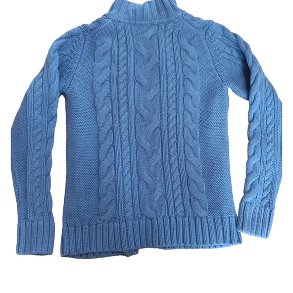 L.L. Bean Women's Cable Knit Blue Cardigan - Picture 3 of 7